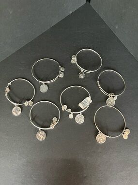 Alex and Ani Silver-Tone Charm Expandable Bangle Bracelet - Set of 8
